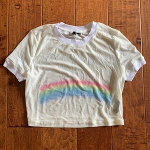 Sheer Mesh Crop Top with Rainbow